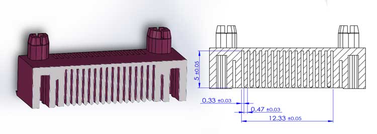 drawing for plastic housing of pin connector