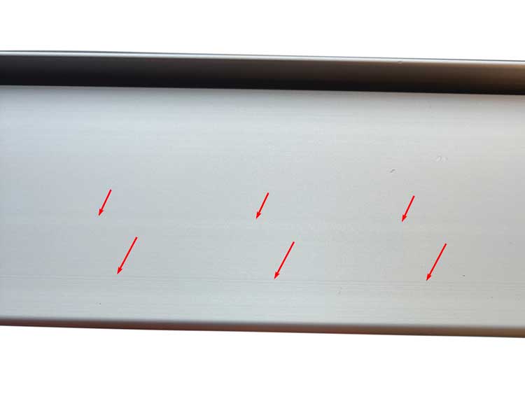 Mold marks on anodized aluminum extrusions