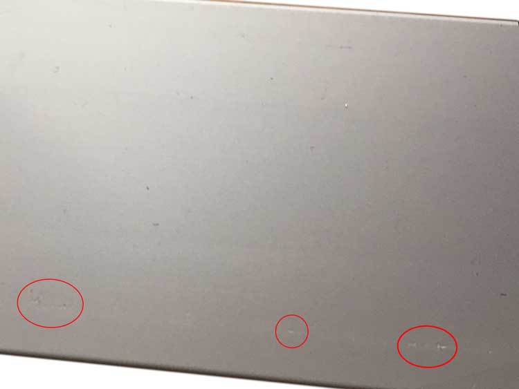 anodizing defects of dents on the surface