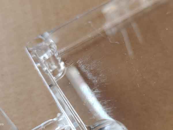 silver streak on transparent plastic part