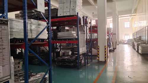 Warehouse area for sheet metal parts