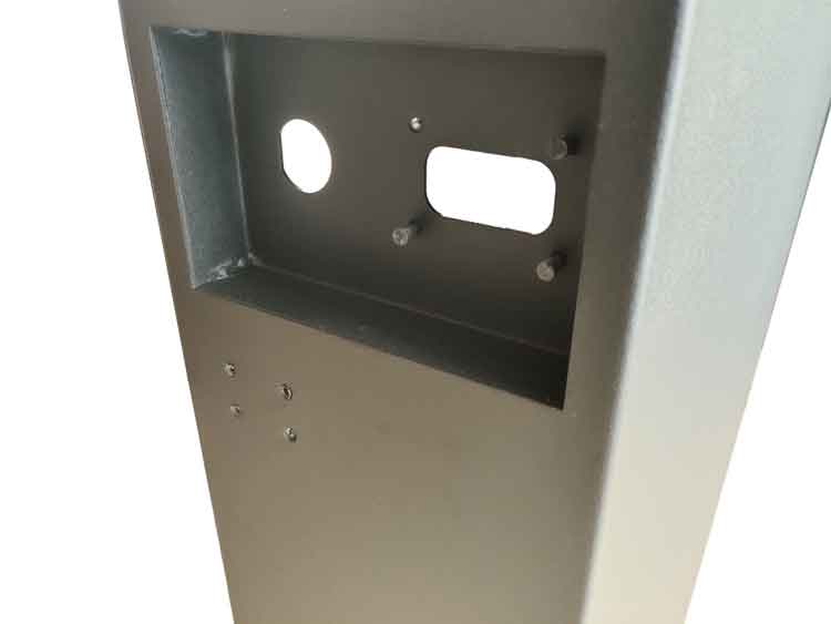 close-up view of a sheet metal cabinet 