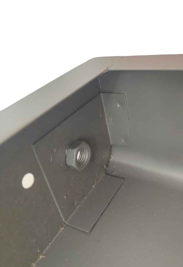 inside detail of custom sheet metal drawer