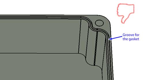 corner design for plastic enclosure, not recommended