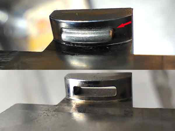 Slider with mold insert design to produce an undercut on the micro-molded part.