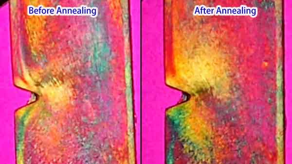 internal stress in plastic part before and after annealing