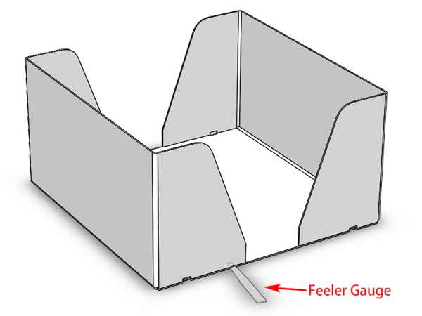 Using a feeler gauge to assess the clearance in sheet metal bending for evaluating bending accuracy