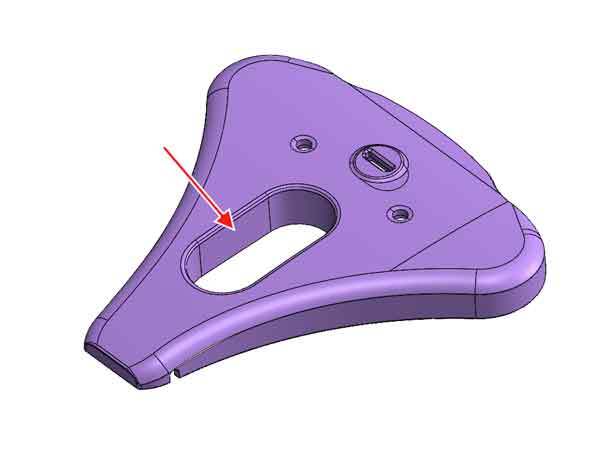 a plastic component with an opening that require a punch through surface in injection mold