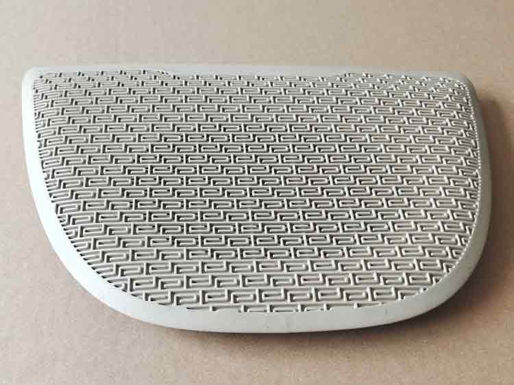Front side of PP plastic speaker cover with mesh-type grid design, showing fine details and smooth surface