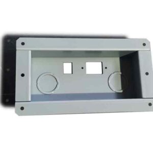 op view of a push button enclosure showing circular knockouts for switch installation