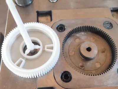 injection mold plastic helical gear close view